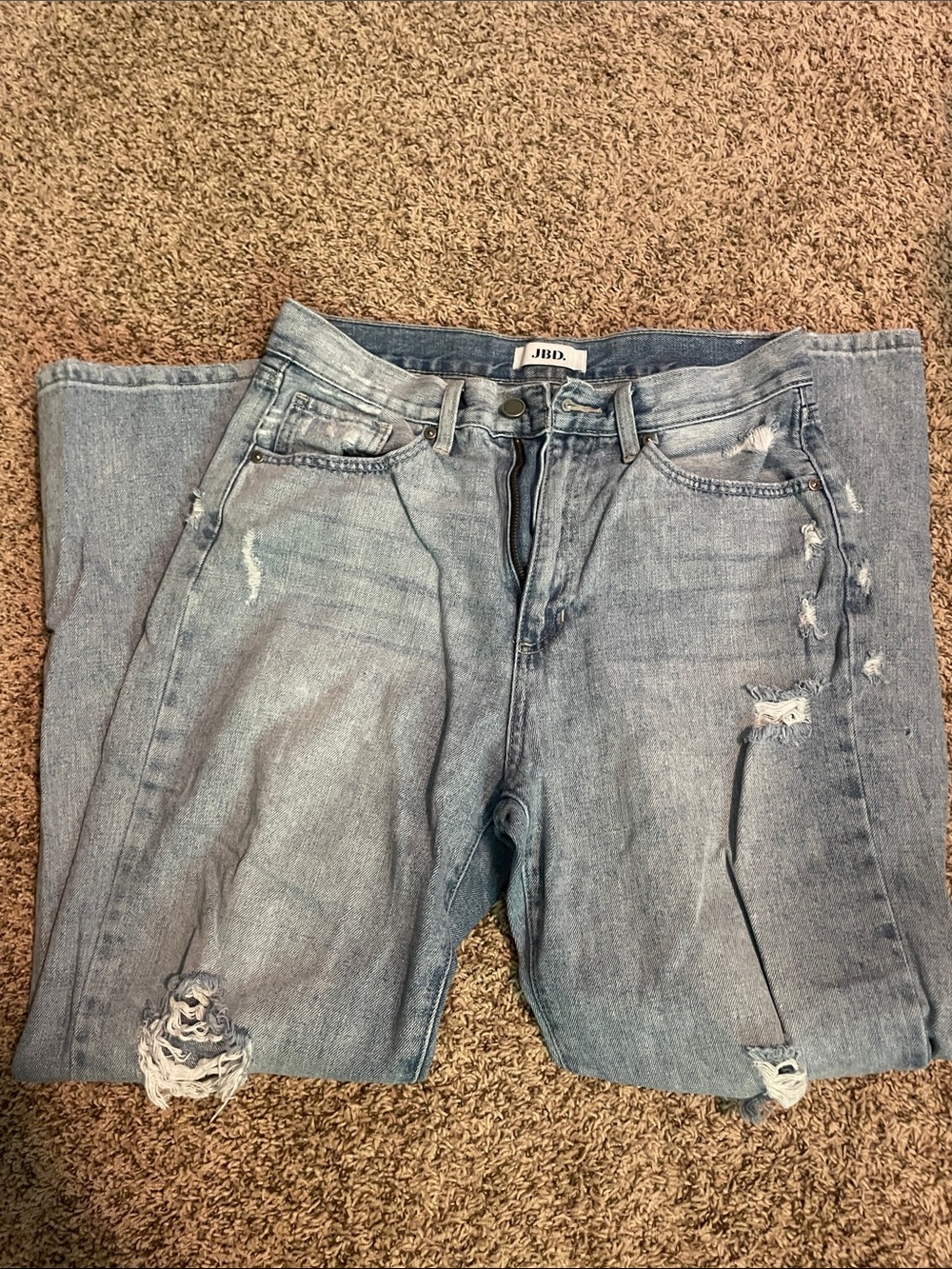Light Blue Distressed Boyfriend Jeans for Women